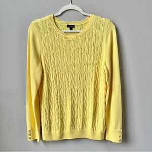 Talbots Sweater Women's Large NWOT Yellow Cable Knit Wool Blend Preppy Fisherman